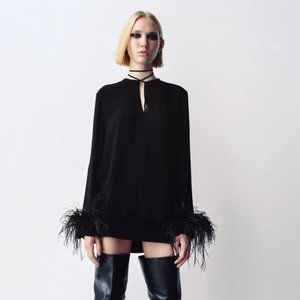 Zara feather blouse